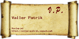 Valler Patrik névjegykártya